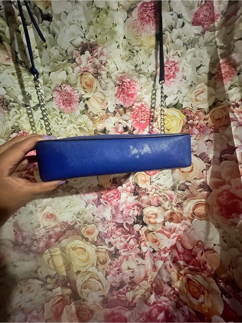 Michael Kors Royal Blue Leather Chain-Strap Crossbody